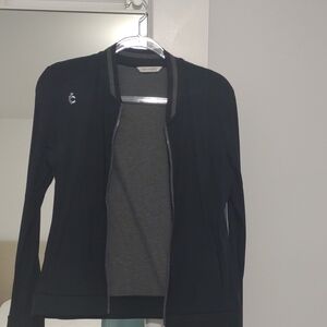 Chic Black Zip-Up Jacket with Gray Details